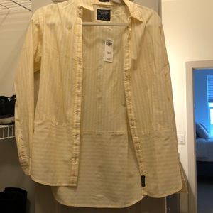 Yellow and White striped boyfriend shirt
